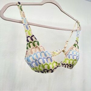 OYSHO Blue Green Crochet Bikini Top Size Small